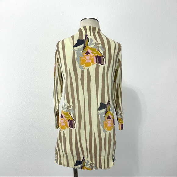 Anthropologie- Sparrow Cream Floral Stripe Cardigan Size Small. - Picture 5 of 9